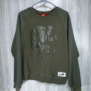 Nike Olive Green Lebron James Pullover LBJ Lion‎ Sweatshirt Basketball Crew Sz M